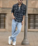 Black Structured Checked Shirt - Image 2