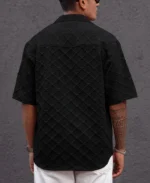 Black Structured Oversized fit Half Sleeves Shirt - Image 3
