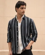 Black Structure Stripe Shirt - Image 8