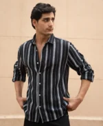Black Structured Stripe Shirt - Image 7