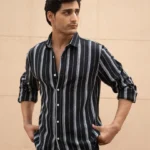 Black Structure Stripe Shirt