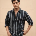 Black Structured Stripe Shirt