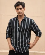 Black Structure Stripe Shirt - Image 6