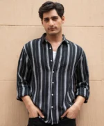 Black Structure Stripe Shirt - Image 5