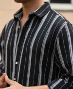 Black Structured Stripe Shirt - Image 4