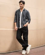 Black Structure Stripe Shirt - Image 2