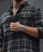 Black and Grey Checked Regular Fit Overshirt with Full Sleeve - Image 2
