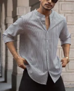 Black and White Stripes Full Sleeves Shirt - Image 3