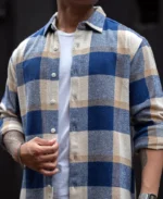 Blue And Off White Checked Regular Fit Full Sleeves Shirt - Image 7