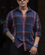 Blue And Orange Checks Regular Fit Full Sleeves Shirt - Image 6