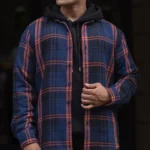 Blue And Orange Checks Regular Fit Full Sleeves Shirt