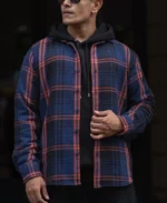 Blue And Orange Checks Regular Fit Full Sleeves Shirt