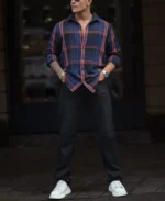 Blue And Orange Checks Regular Fit Full Sleeves Shirt - Image 2