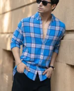 Blue Brushed Full Sleeves Checks Shirt - Image 7