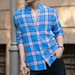 Blue Brushed Full Sleeves Checks Shirt