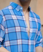 Blue Brushed Full Sleeves Checks Shirt - Image 5