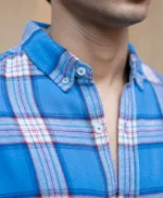 Blue Brushed Full Sleeves Checks Shirt - Image 4
