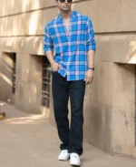 Blue Brushed Full Sleeves Checks Shirt - Image 2