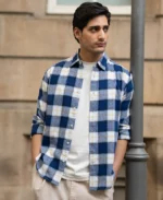Blue Brushed Regular Fit Checks Shirt - Image 8