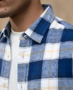 Blue Brushed Regular Fit Checks Shirt - Image 4