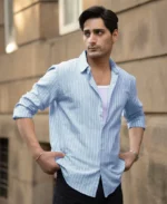 Blue Cotton Oxford Stripe Shirt - Image 7