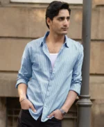 Blue Cotton Oxford Stripe Shirt - Image 5