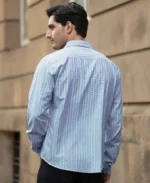 Blue Cotton Oxford Stripe Shirt - Image 3
