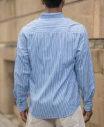Blue Cotton Striped Buttondown Shirt - Image 3