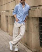 Blue Cotton Striped Buttondown Shirt - Image 2