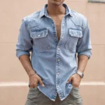 Blue Denim Regular Fit Full Sleeves Shirt