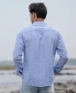 Blue Double Cloth Stripe Shirt - Image 3