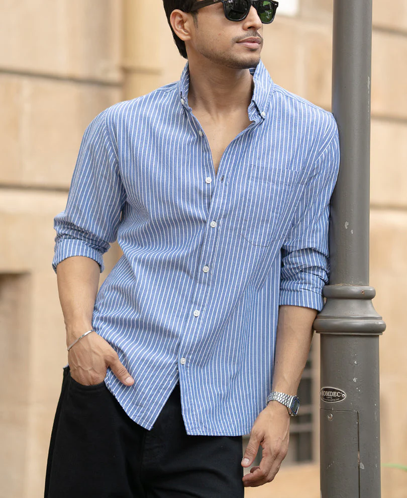 Blue Lightweight Striped Shirt 1 Blue Lightweight Striped Shirt - Image 1