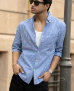Blue Lightweight Striped Shirt - Image 6