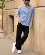 Blue Lightweight Striped Shirt - Image 2