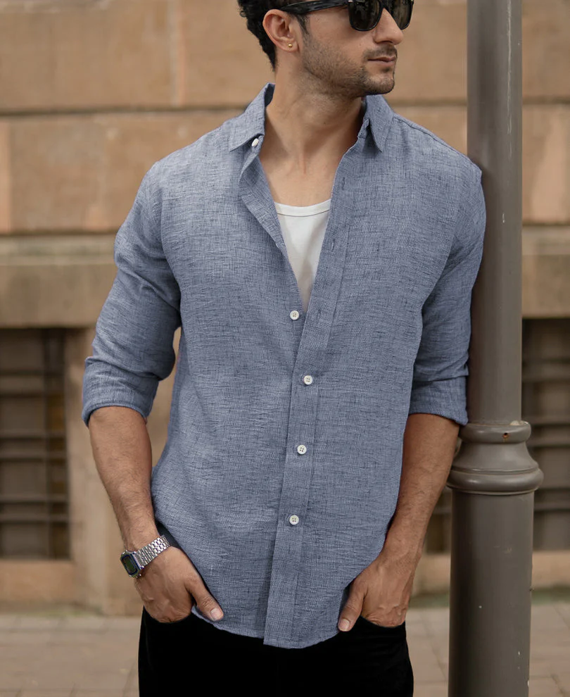 Blue Lightweight Structured Shirt 1 Blue Lightweight Structured Shirt - Image 1