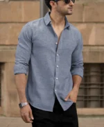 Blue Lightweight Structured Shirt - Image 5