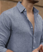 Blue Lightweight Structured Shirt - Image 4
