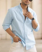 Blue Micro Checked Shirt - Image 6