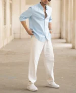 Blue Micro Checked Shirt - Image 3