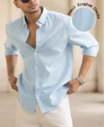 Blue Micro Checked Shirt - Image 2