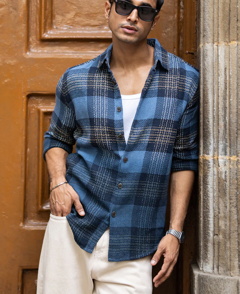 Blue Ombre Check Shirt 3 Blue Ombre Check Shirt - Image 1