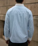 Blue Oxford Contrast Collar Stripe Shirt - Image 6