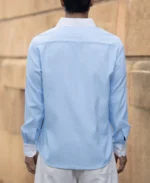 Blue Oxford Shirt With Contrast Collar - Image 5