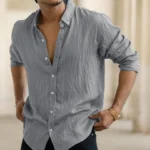 Blue Plain Full Sleeves Regular Fit Shirt