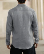 Blue Plain Full Sleeves Regular Fit Shirt - Image 3