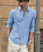 Blue Seersucker Striped Shirt - Image 5