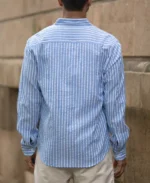 Blue Seersucker Striped Shirt - Image 3