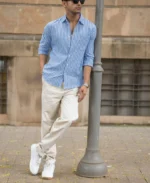 Blue Seersucker Striped Shirt - Image 2