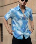 Blue Spray Print Shirt - Image 5