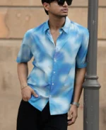 Blue Spray Print Shirt - Image 4